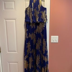 MSK formal dress. Blue and gold.